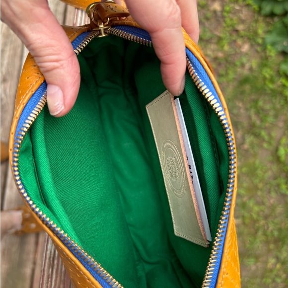 Blair Ritchey Ginger Ber Perforated Crossbody Bag with bright blue zipper. - Picture 3 of 7